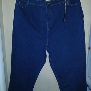 Women's Classic Blue Capri Jeans Slims Tummy Area